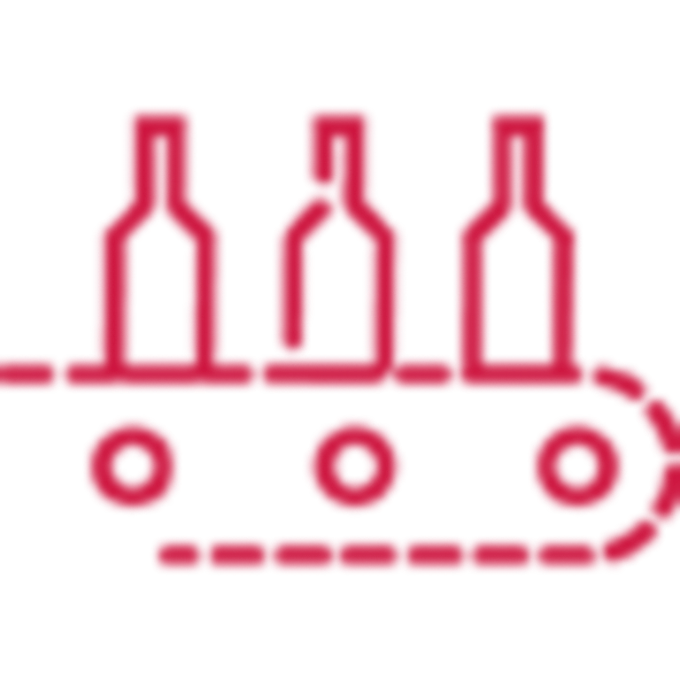 Bottles on production line icon
