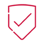 red shield with check mark in the middle