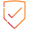 icon of a shield with a check mark on it, representing compliance
