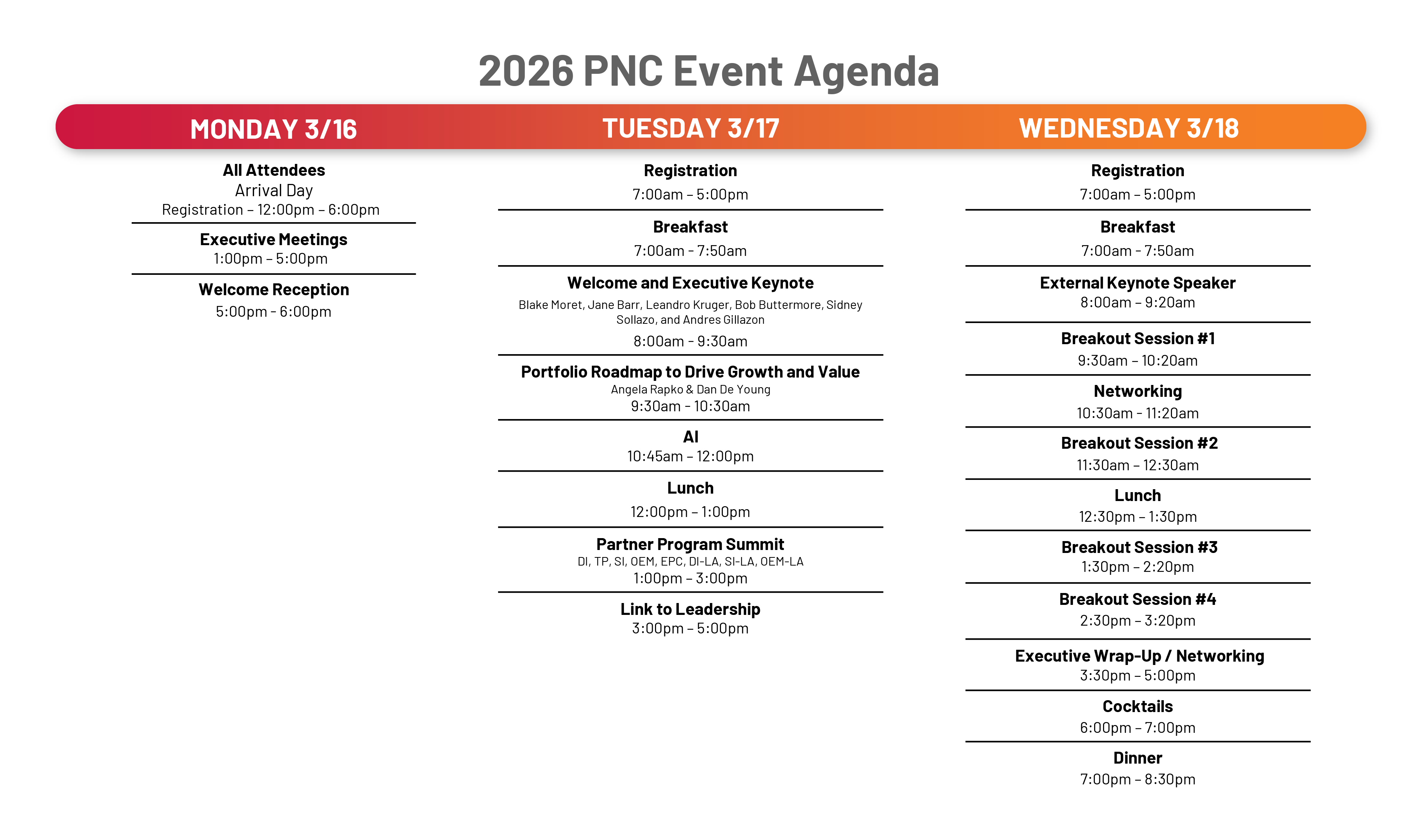 2026 PNC Event Agenda