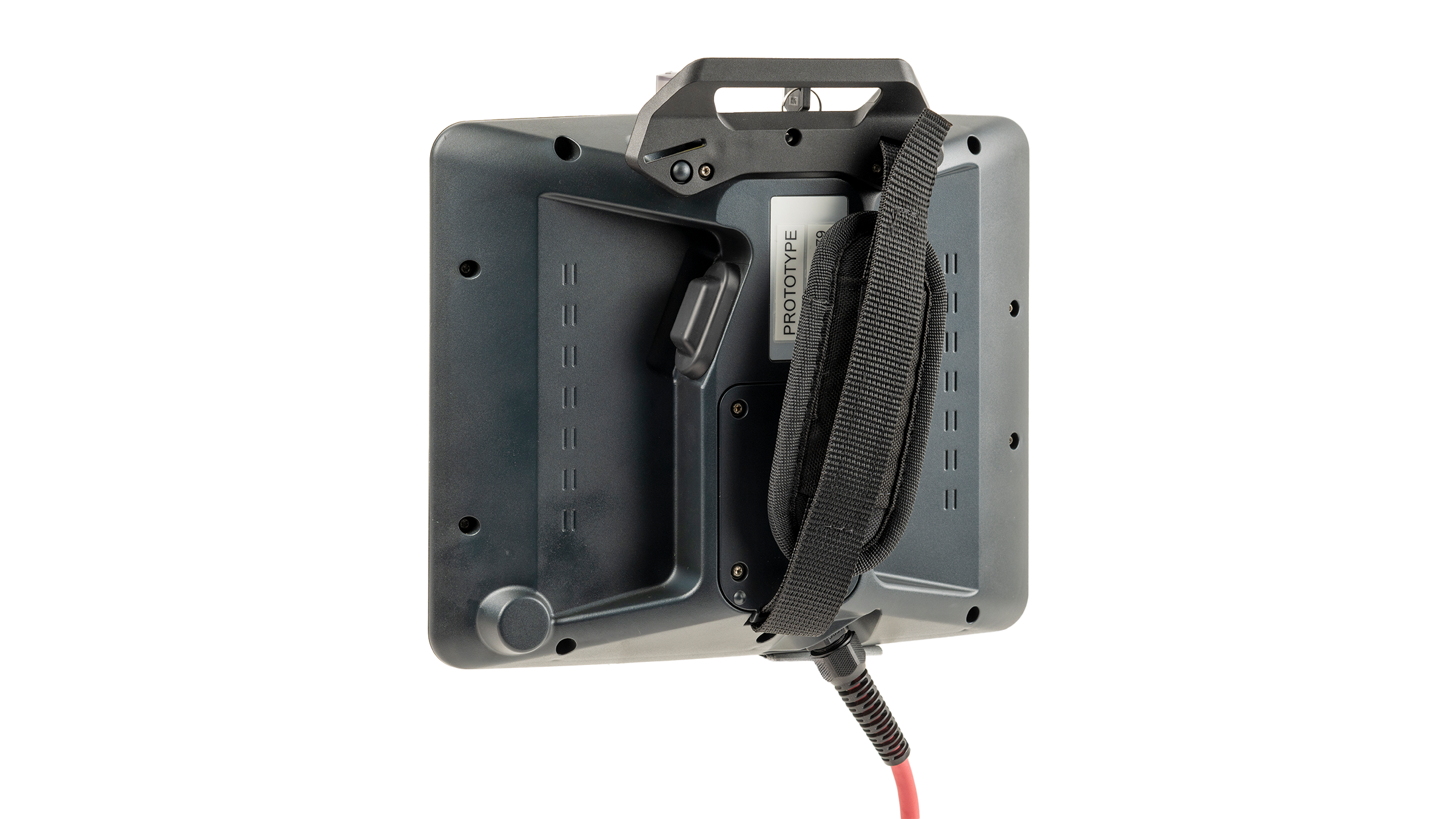 Allen Bradley MobileView2 back facing, shown with tethered cable