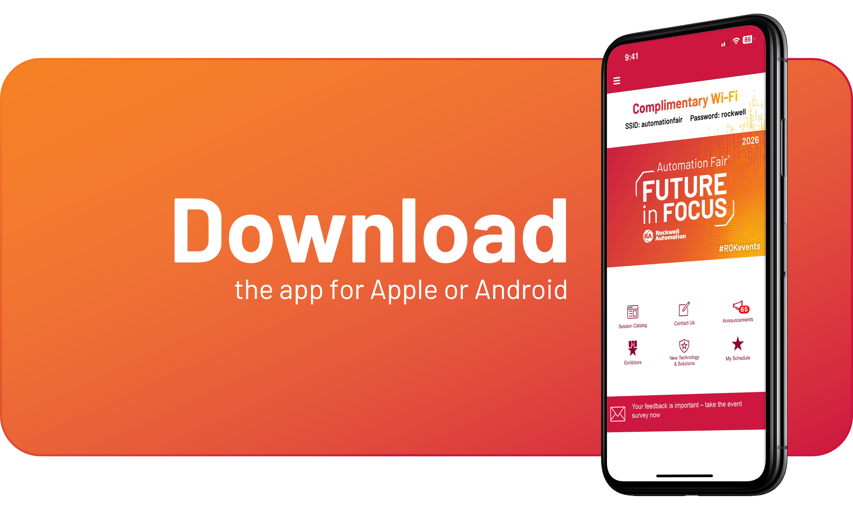 A mobile phone with the Automation Fair app