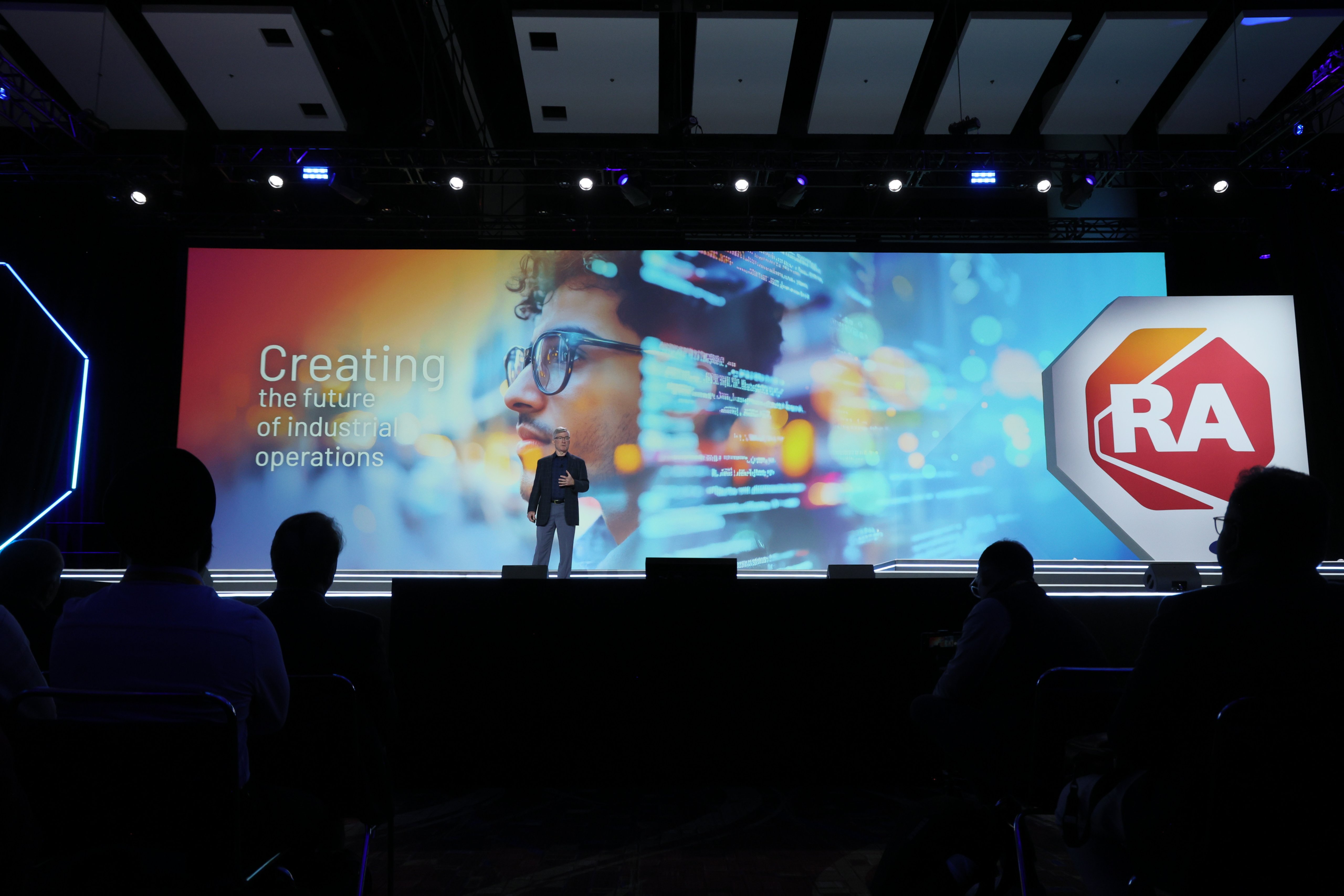 Blake Moret presents on the Automation Fair keynotes stage