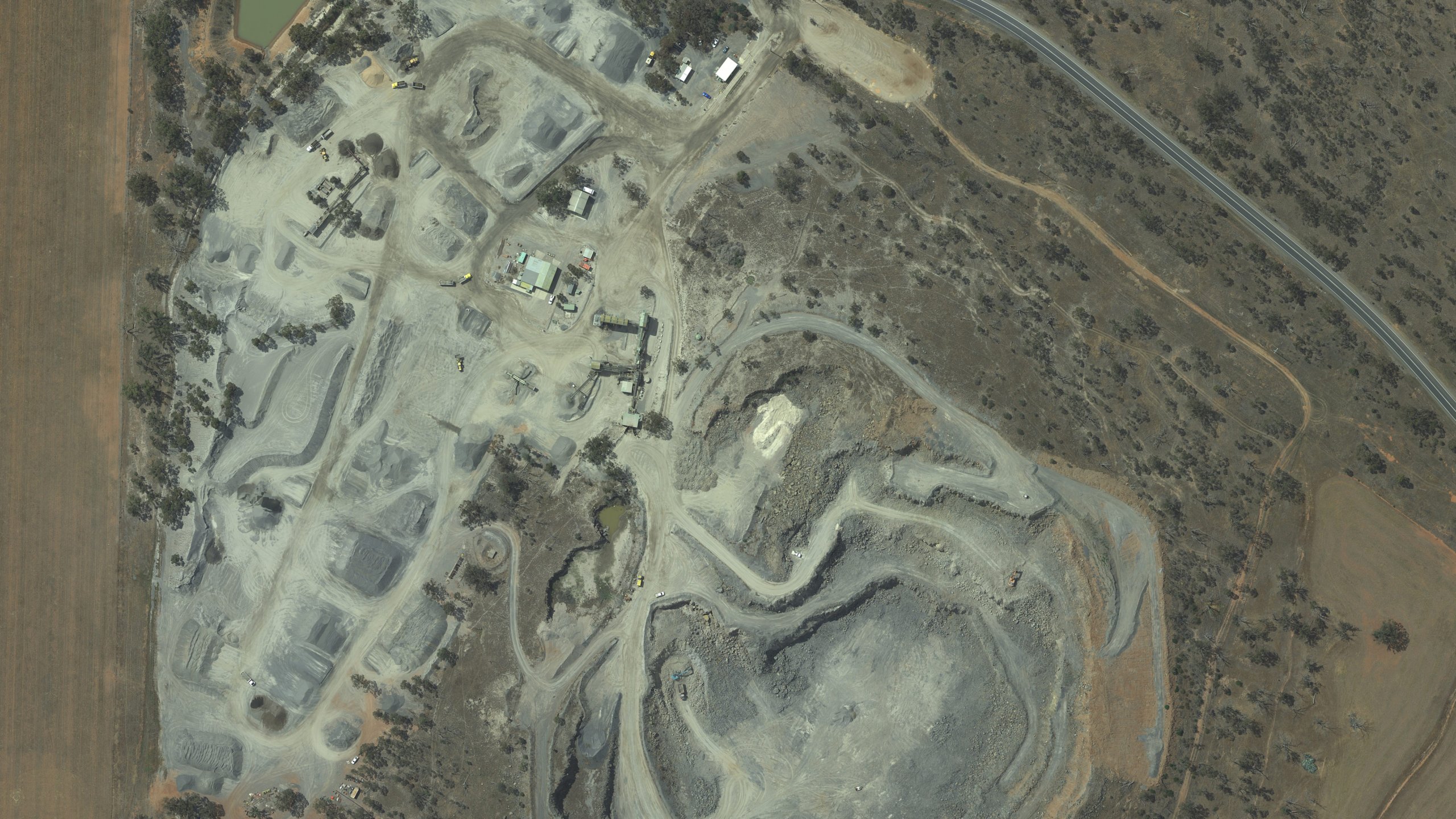 Aerial view of a quarry
