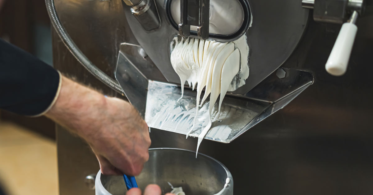 Ice cream coming out of a machine