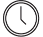 Clock displaying time outlined in black