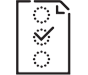 Icono de lista de verificación de documento con contorno en negro