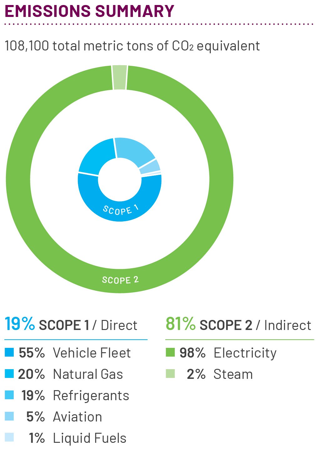 Chart of emissions summary for 2020