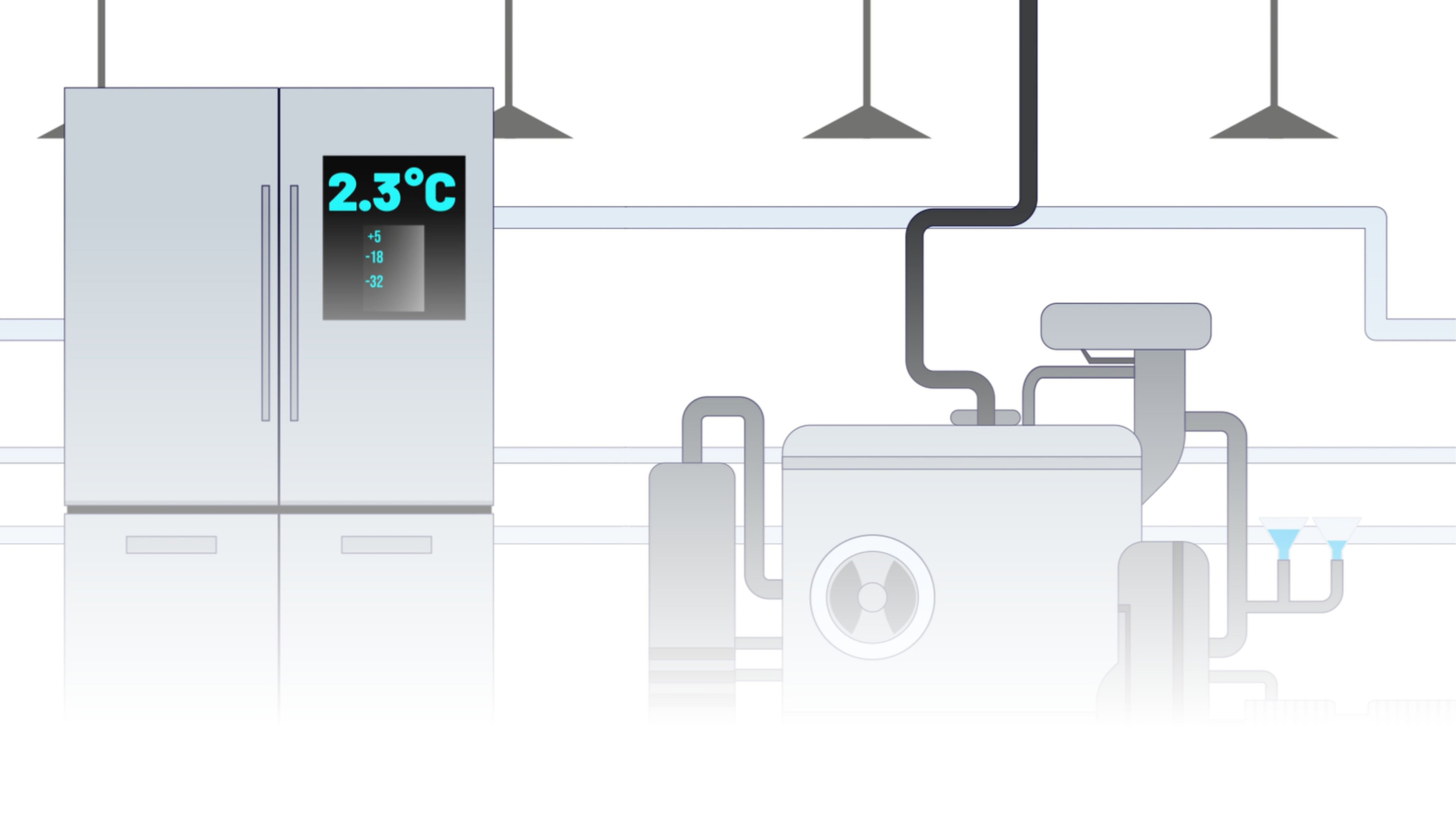 Cold chain tracking fridge with temperature control machinery
