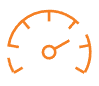 Icono de color naranja con un velocímetro