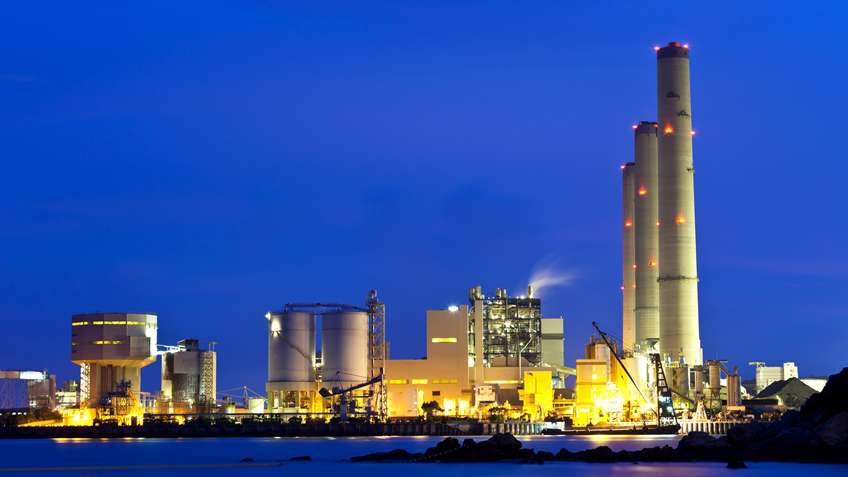 Power plant at night