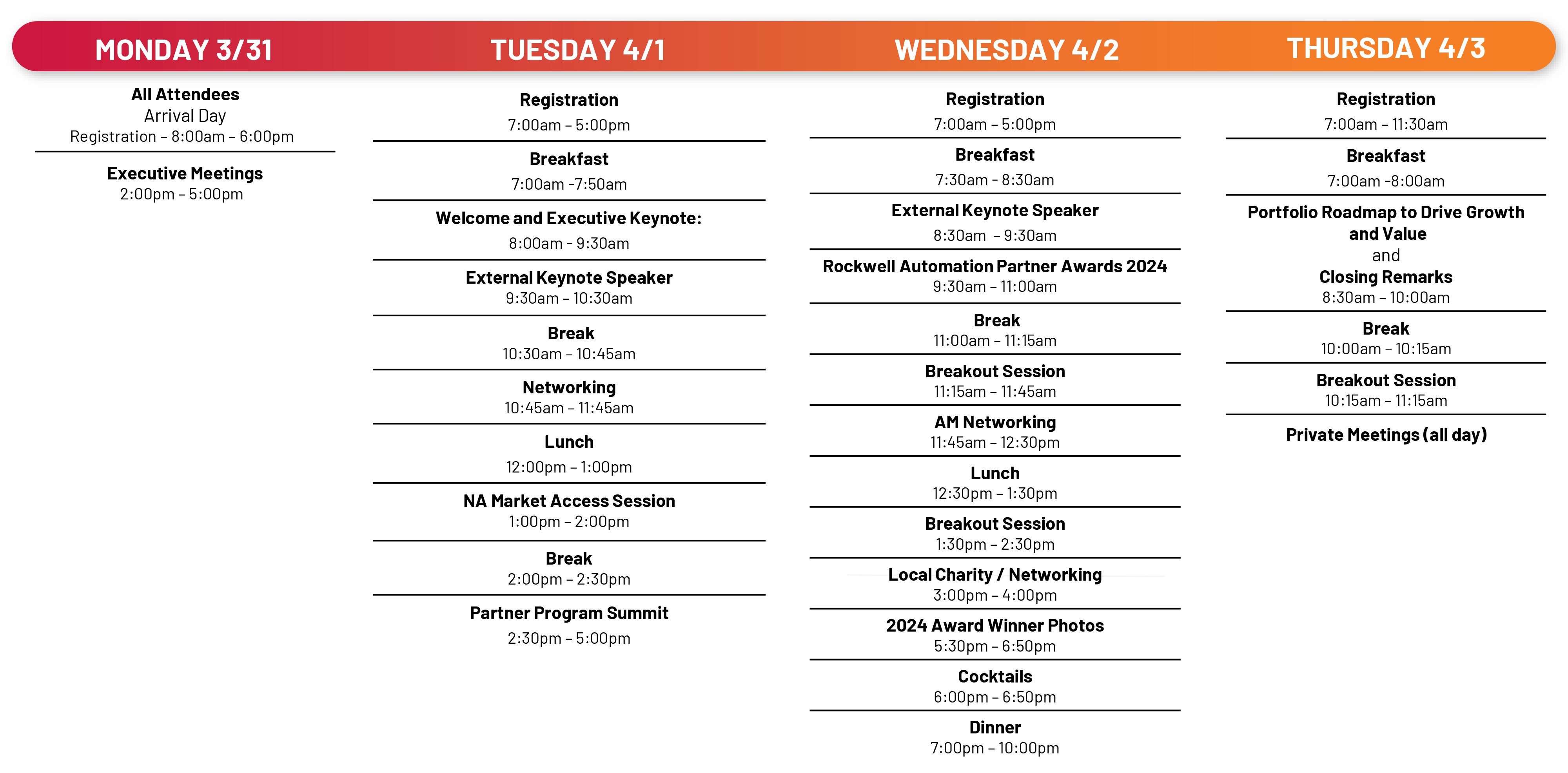 PNC 2025 Event Schedule