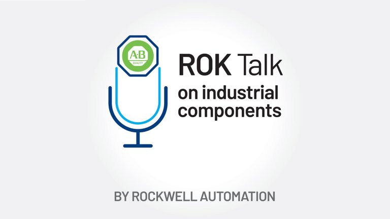 Logotipo de ROK Talk sobre componentes industriales de Rockwell Automation