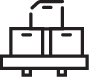 black outline of boxes on pallet