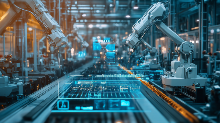 An AI powered system optimizing industrial automation by analyzing real time machine performance, AI-assisted predictive maintenance, and robotic process optimization for efficient manufacturing.