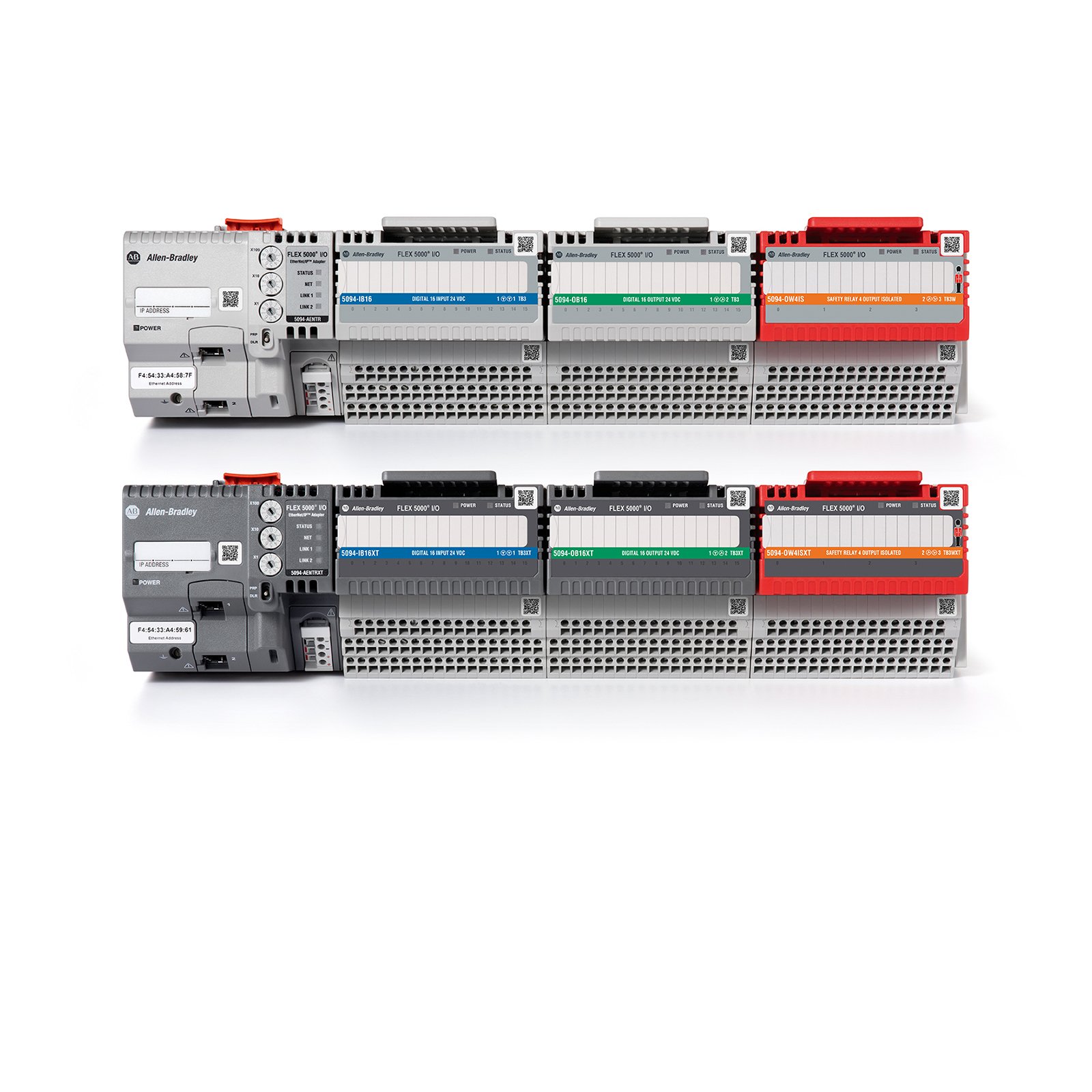 One XT I/O bank and one non-XT I/O bank stacked on top of each other