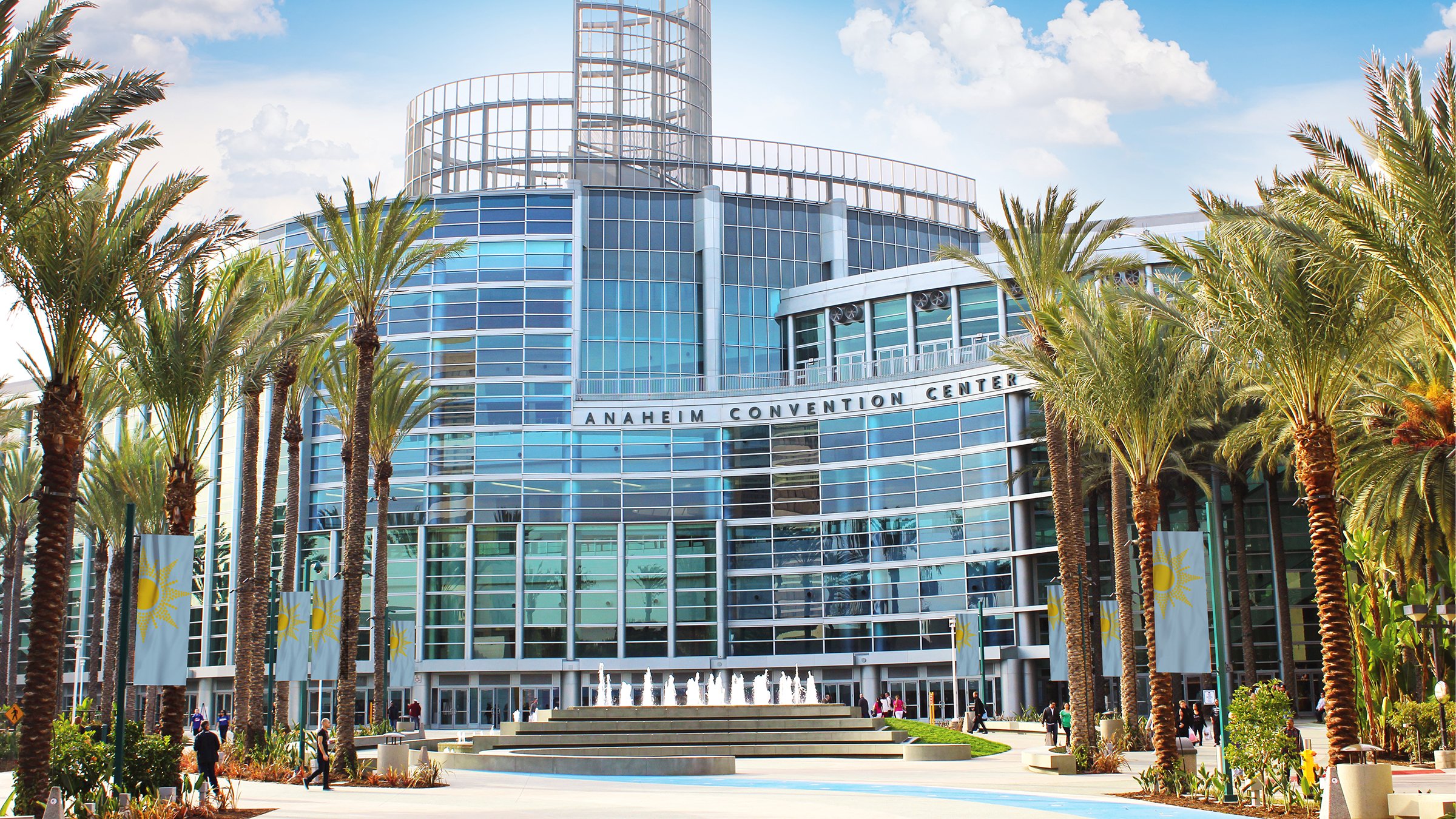 Front entrance of the Anaheim Convention Center, Anaheim, California, USA