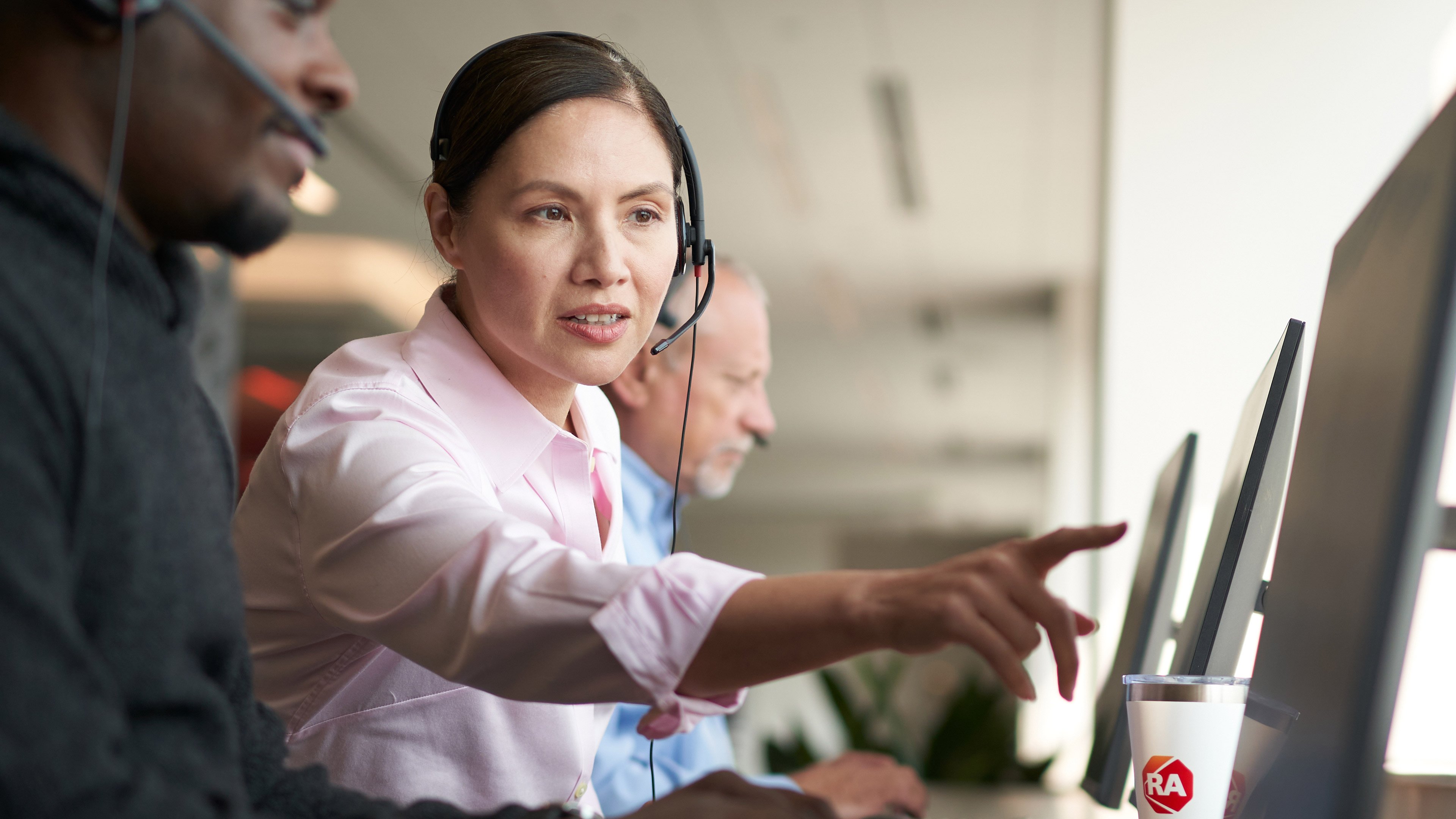 Woman in call center