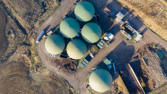 biomass facility tanks aerial shot