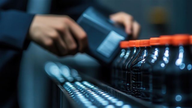Bottling process in beverage industry factory floor product photography industrial environment close-up view manufacturing insight 