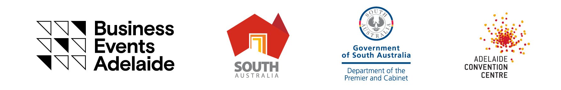 Logos for Business Events Adelaide, SA, GSA, ACC.