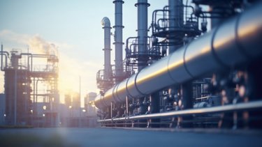 An image focuses on a sophisticated carbon capture system installed in the plant. It ilrates the absorption process occurring in tall absorption towers, efficiently capturing and storing