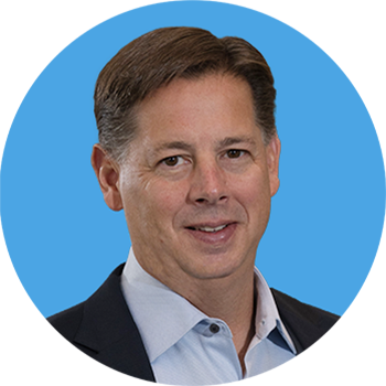 Headshot of Christian Rothe, Senior Vice President & Chief Financial Officer, Rockwell Automation on a blue circle background