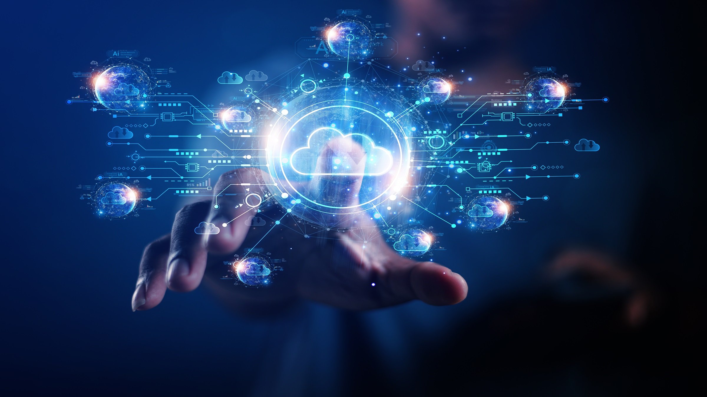 Cloud technology concept Global network of metaverse systems exchange of information global business Megatrends on the Internet for Telecommunication.