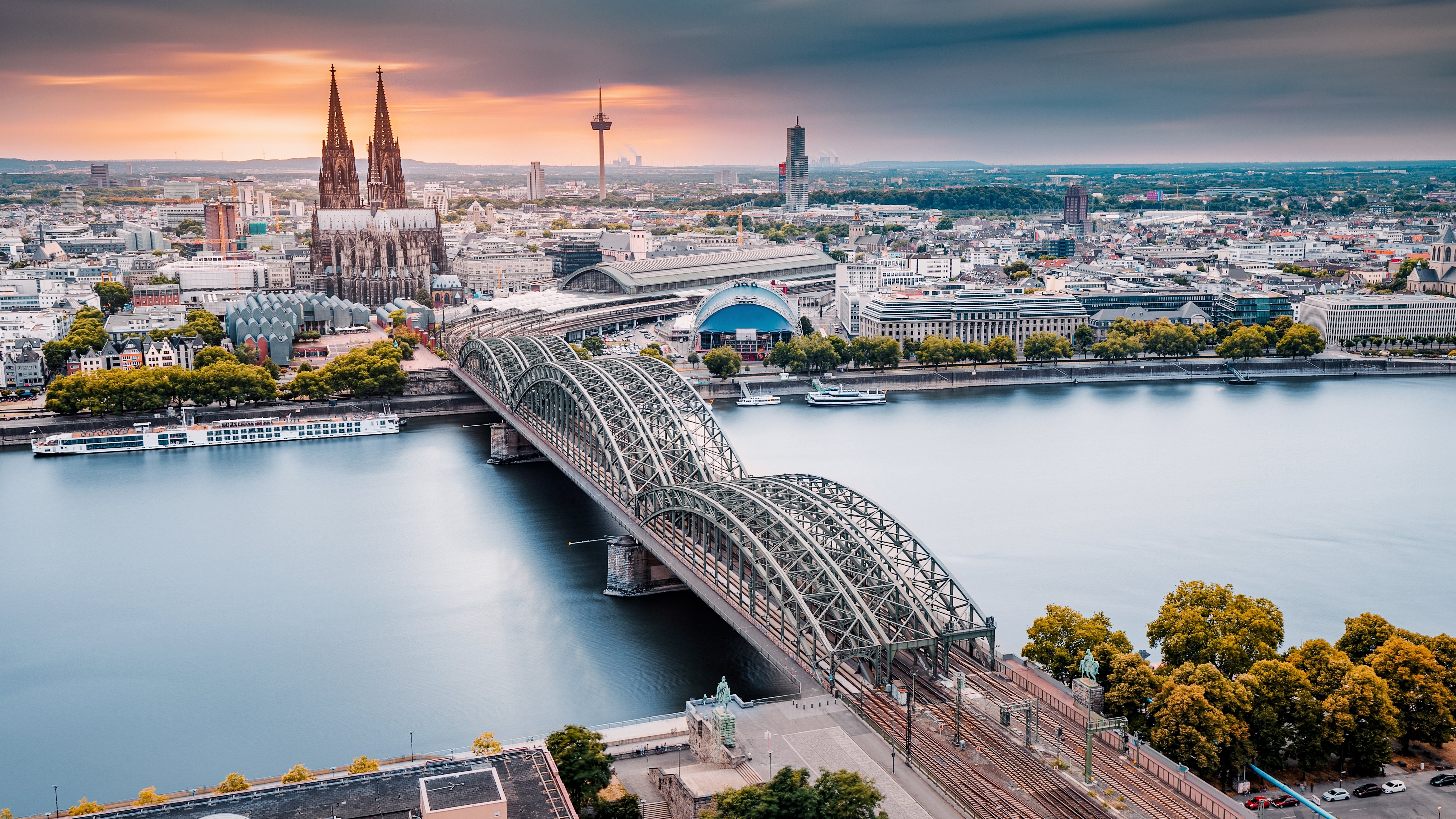 Aerial view of a bridge in Cologne