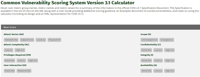 Common Vulnerability Scoring System Calculator