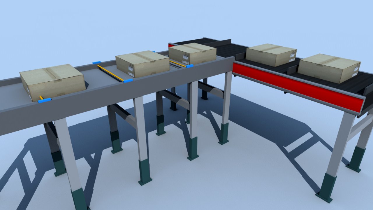 A conveyor belt carrying boxes