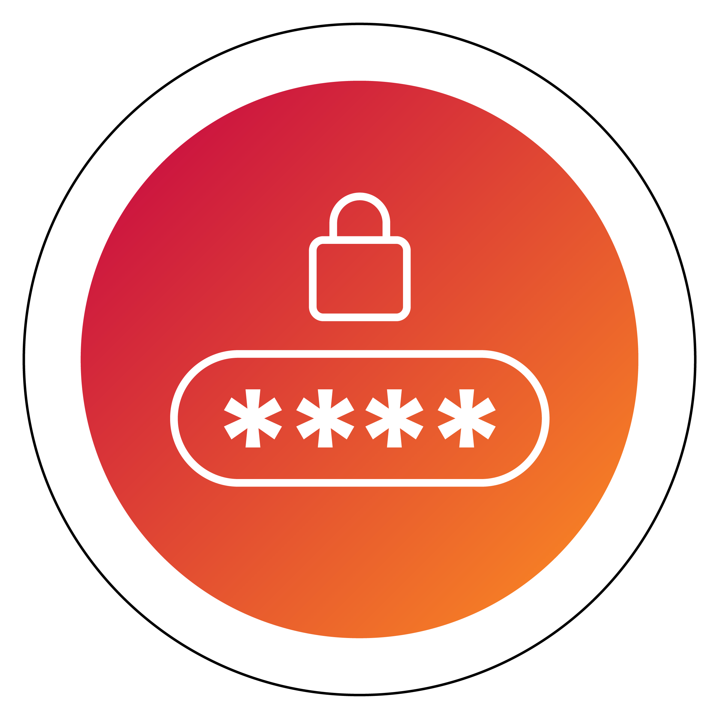 Cybersecurity ransomware orange lock password icon