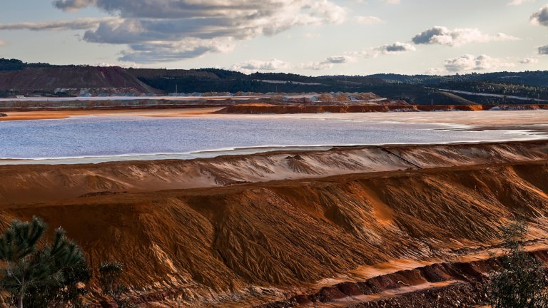 Dam copper mine waste in Riotinto, Spain
