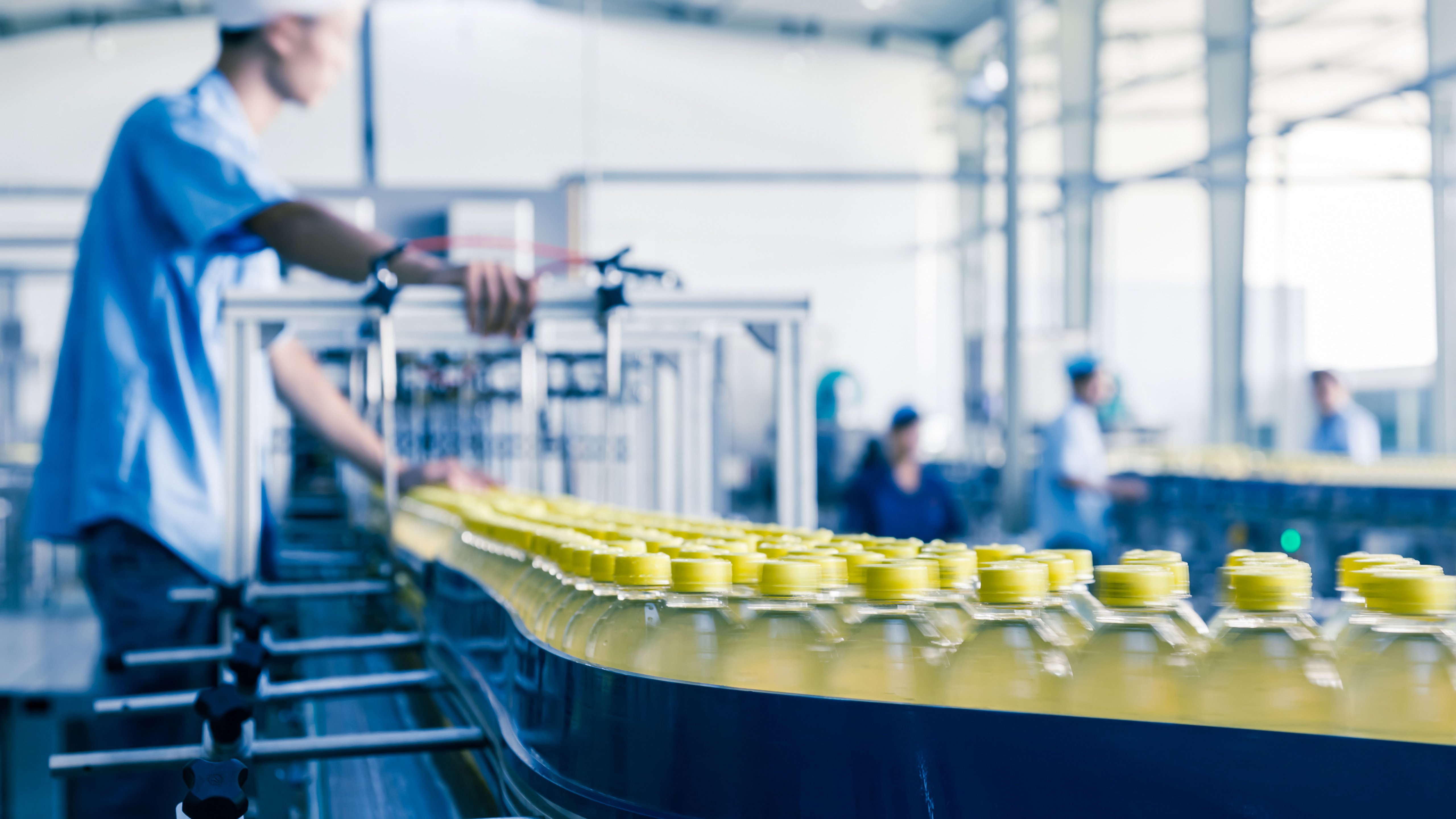 Drinks production plant with workers