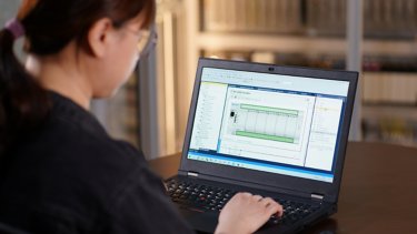 Engineer using Connected Components Workbench software