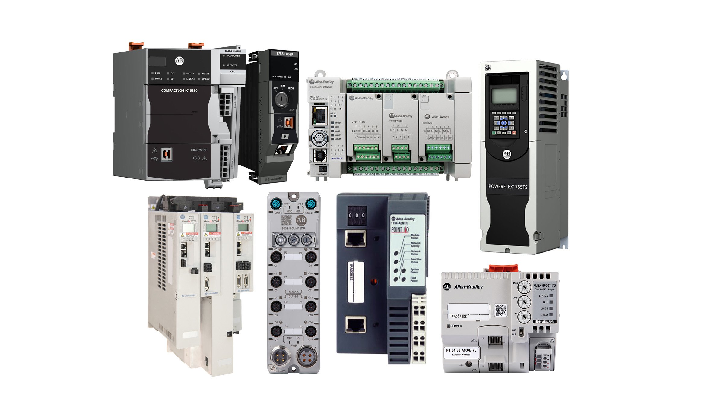 Group collage of EtherNet I/P connected products