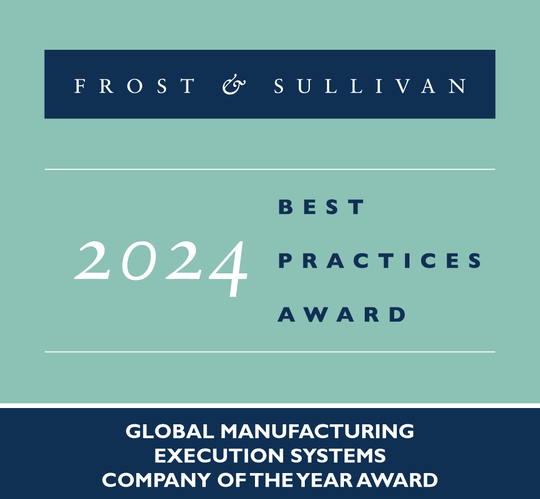 Frost & Sullivan 2024 Best Practice Award logoGlobal Manufacturing Execution Systems Company of the Year Award