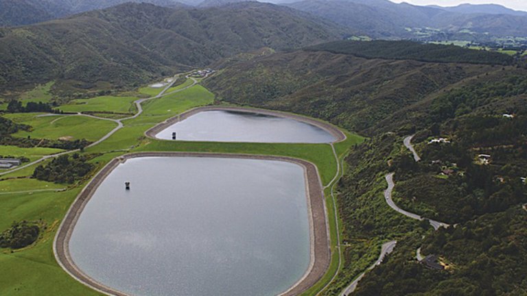 valley with two water retention ponds