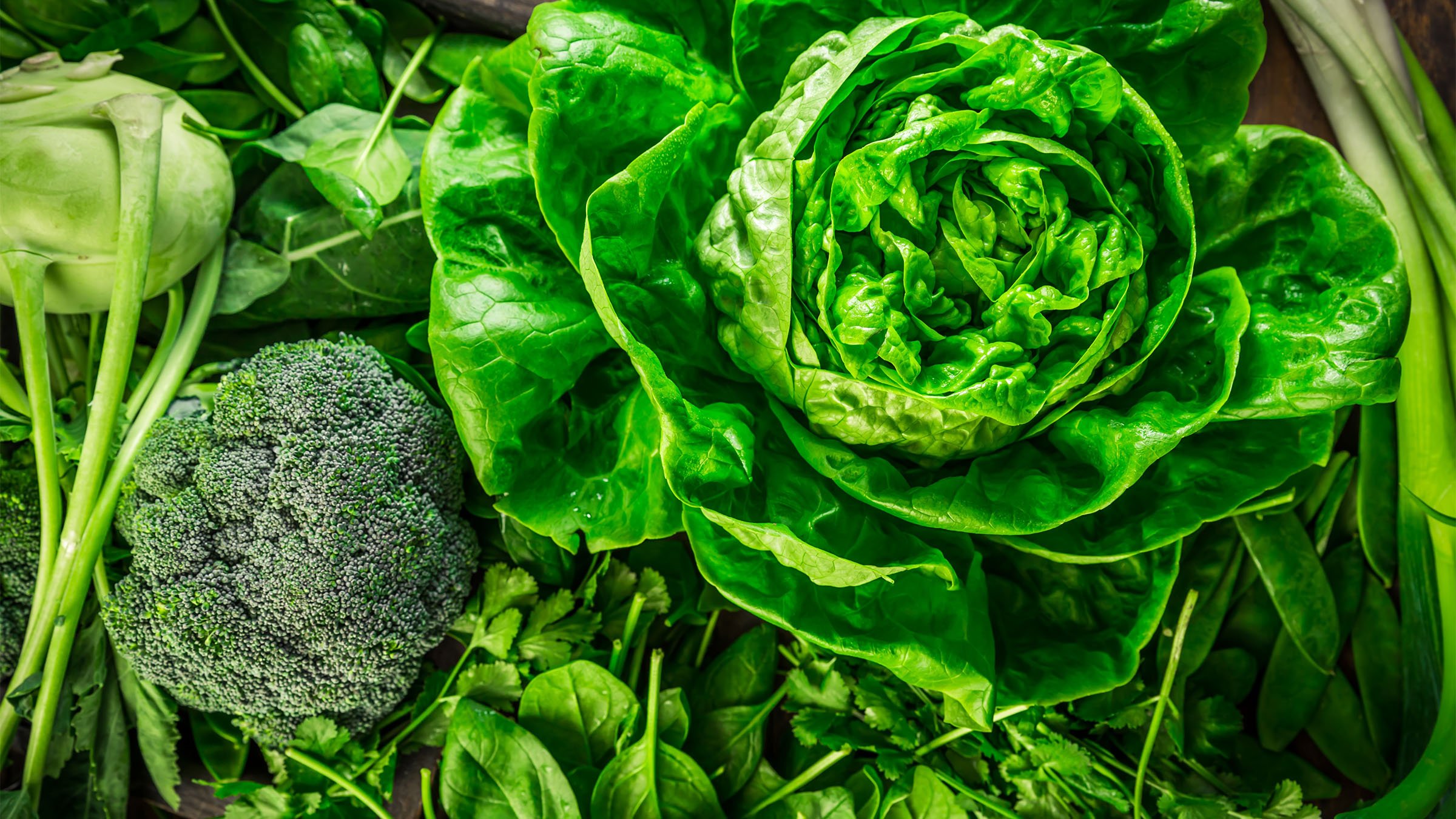 Healthy green organic vegetables and leafy green produce.