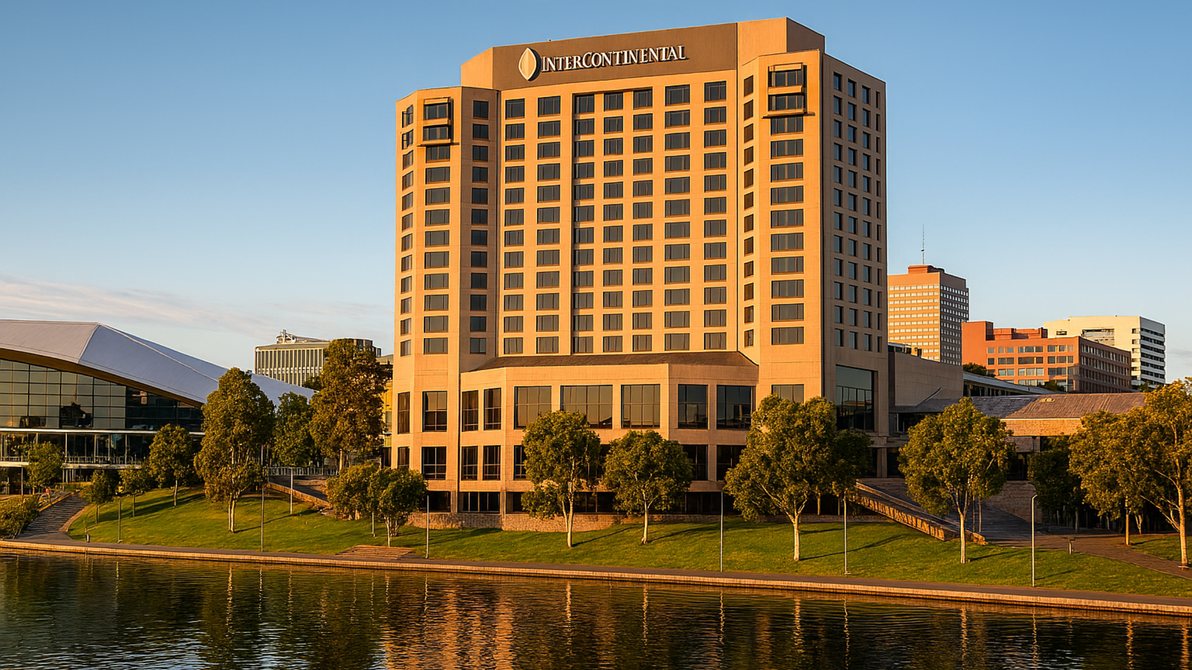 The image displays an InterContinental hotel, part of a global luxury hotel brand known for its distinctive properties and service. 