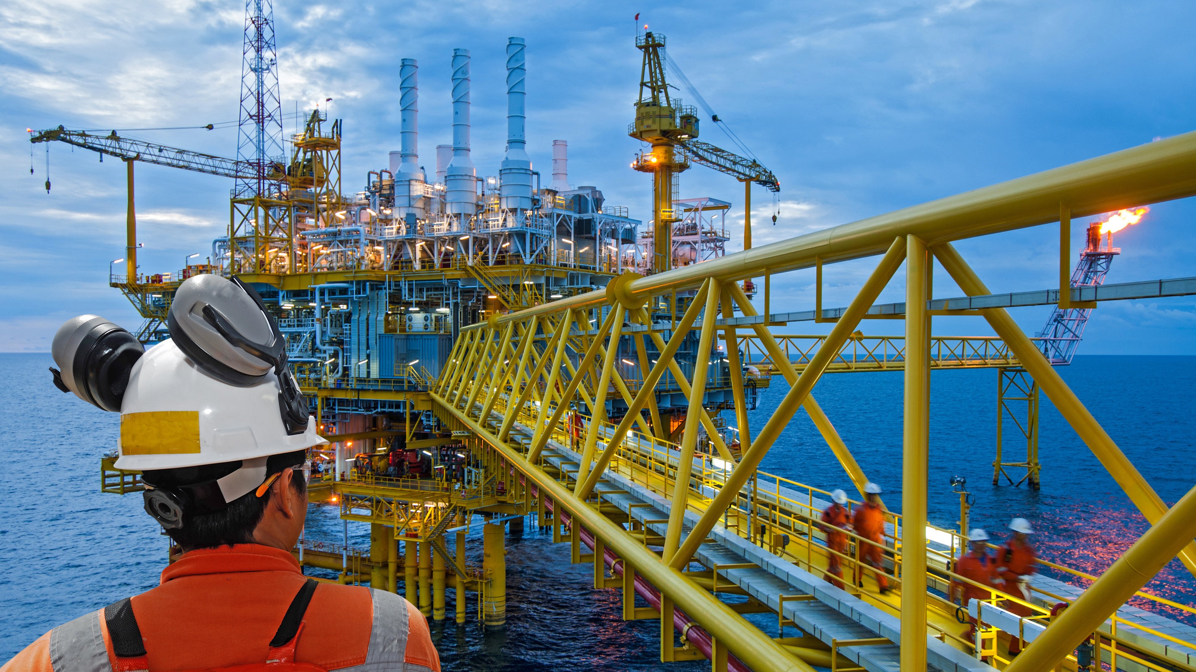 Oil and gas worker on oil rig