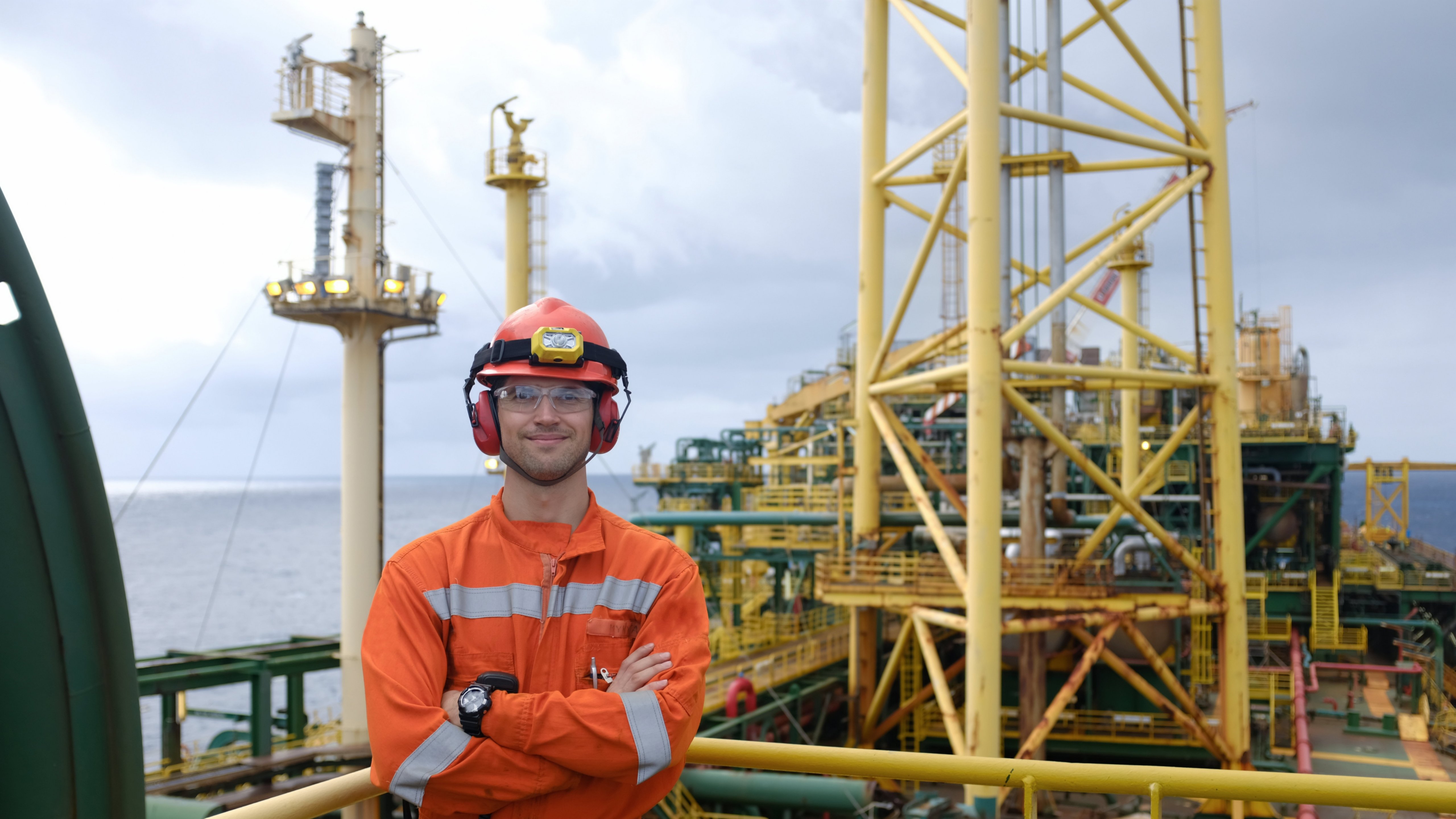 Oil and gas worker on an offshore platform