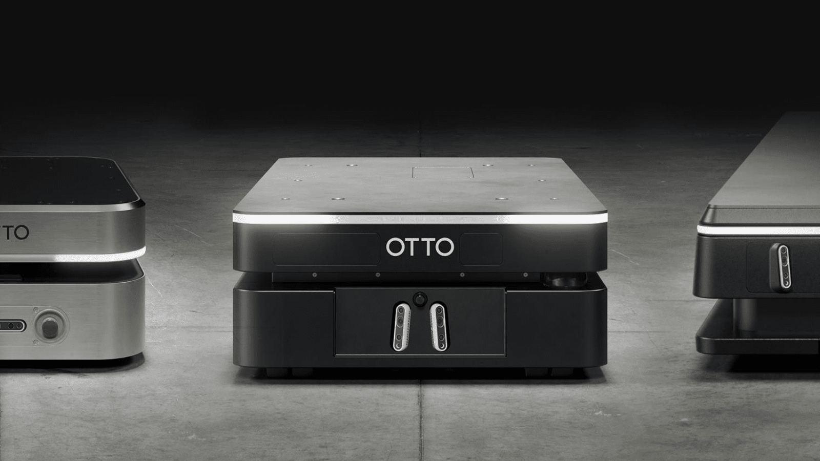 line-up of OTTO autonomous mobile robots