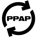 Black circular arrow icon on white background