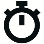 Black stopwatch icon on white background