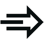 Black rightward arrow icon on white background