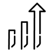 Black bar chart icon on white background