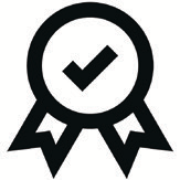 Black ribbon award icon on white background