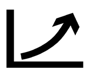Black upward arrow inside a square icon on white background