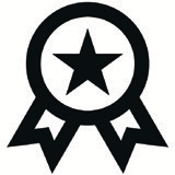 Black medal icon on white background